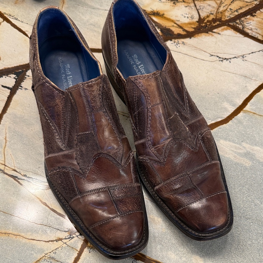 Mark Nason Rock Lives Men's Brown Patchwork Leather Slip-Ons 11.5